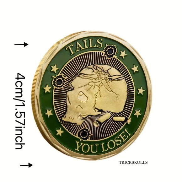 Soldier Skull Enamel Coin in Stainless Locket & 45 - 60cm Wheat Link Chain - Picture 6 of 11